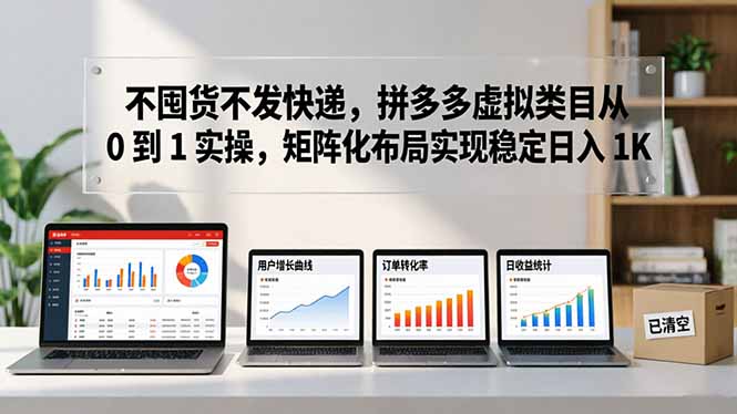 不囤货不发快递，拼多多虚拟类目从 0 到 1 实操，矩阵化布局实现稳定日入 1K-选优云网创