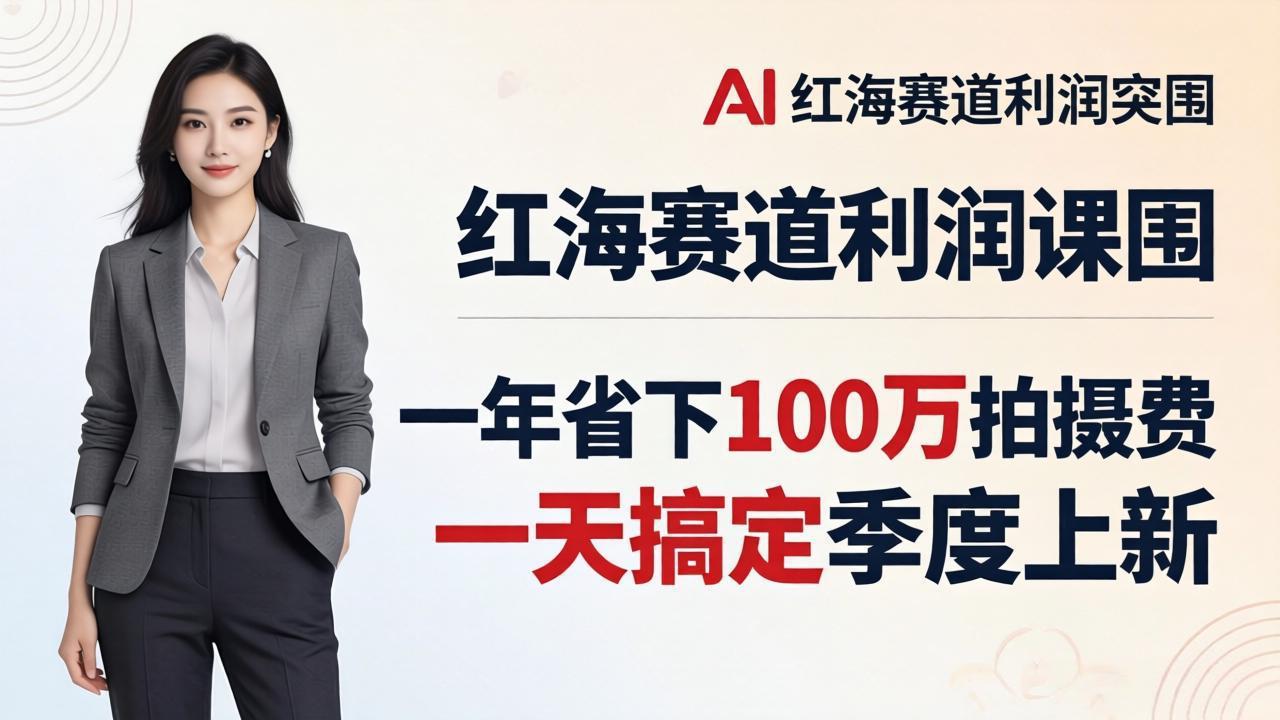 服装老板AI模特图课：一年省下100万拍摄费，一天搞定季度上新，红海赛道利润突围-选优云网创
