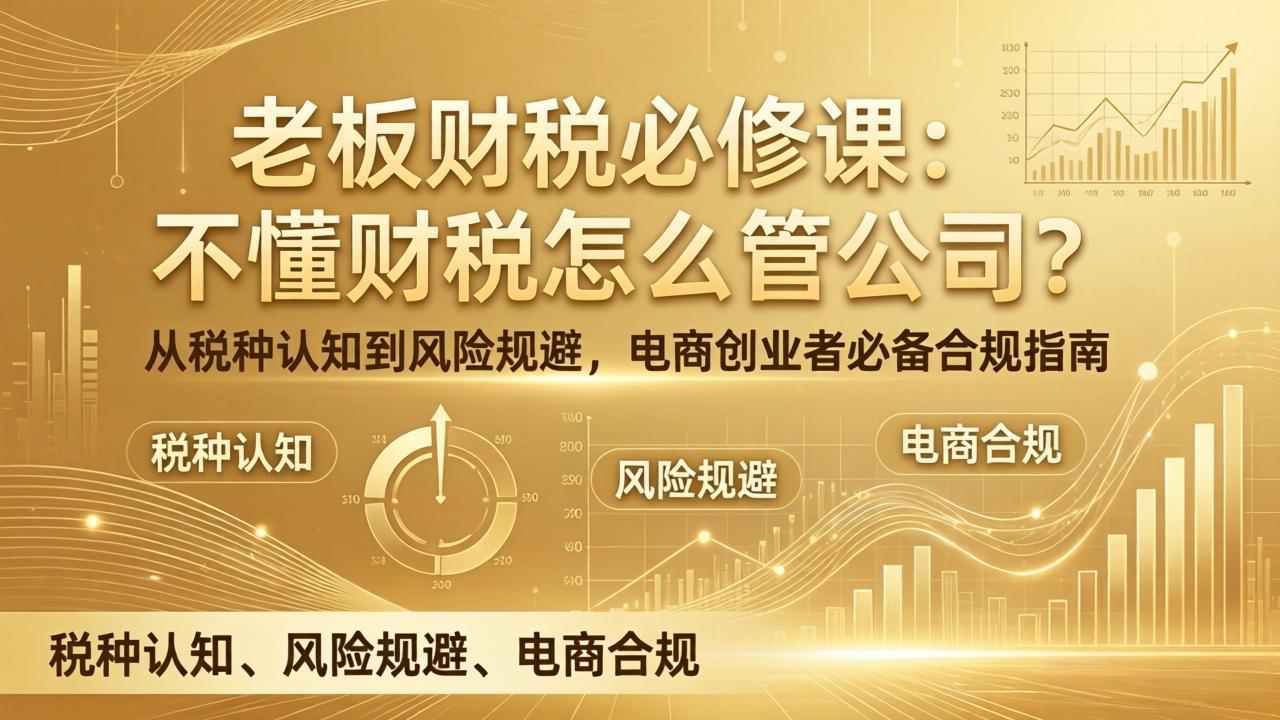 老板财税必修课：不懂财税怎么管公司？从税种认知到风险规避，电商创业者必备合规指南-选优云网创