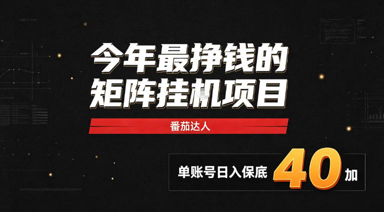 2026热门副业｜番茄达人矩阵全自动挂G项目，单账号保底日入40+，无需人工盯守【揭秘】-选优云网创