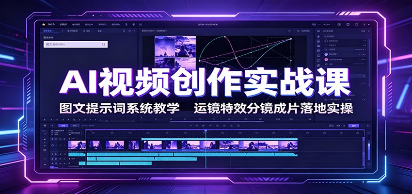 AI视频创作实战课：图文提示词系统教学，运镜特效分镜成片落地实操-选优云网创