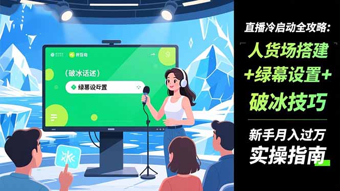 直播冷启动全攻略:人货场搭建+绿幕设置+破冰技巧，新手月入过万实操指南-选优云网创