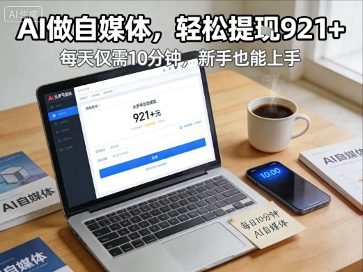 每天花费10分钟，头条号收益921+，用AI做自媒并不难【附视频教程】-选优云网创