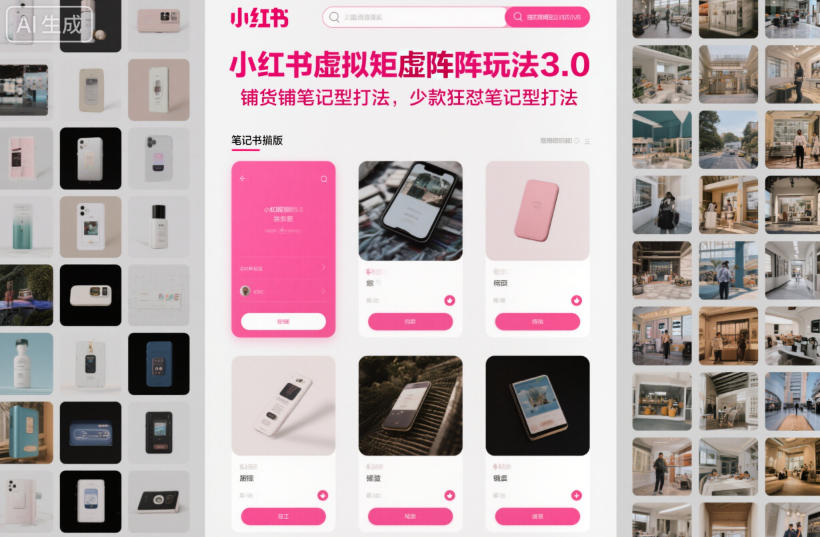 小红书虚拟矩阵玩法3.0，铺货铺笔记型打法，少款狂怼笔记型打法-选优云网创