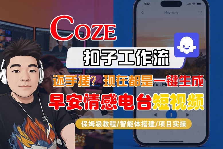 【Coze工作流搭建实操教程】【coze】早安情感电台日签视频还在手动做？用扣子工作流自动生成，省时90%-选优云网创
