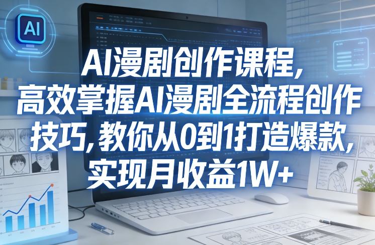 某社群AI漫剧创作课程，高效掌握AI漫剧全流程创作技巧，教你从0到1打造爆款，实现月收益1W+-选优云网创