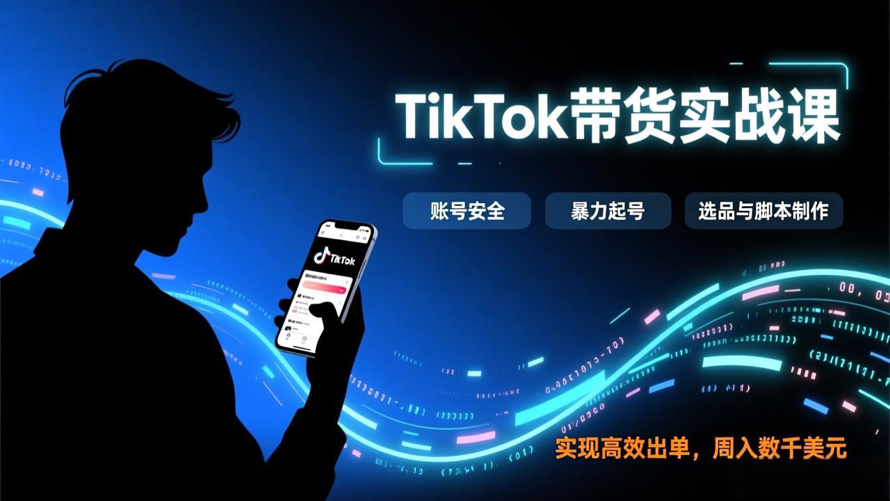 TikTok带货实战课，涵盖账号安全、暴力起号、选品与脚本制作，实现高效出单，周入数千美元-选优云网创
