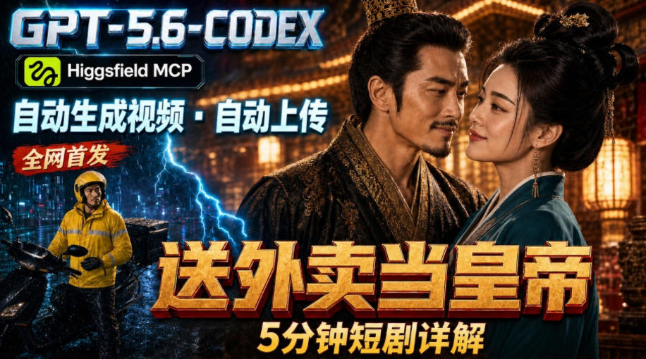 GPT-5.6 Codex+Higgsfield MCP：一条指令生成5分钟短剧并自动上传YouTube(油管)-选优云网创
