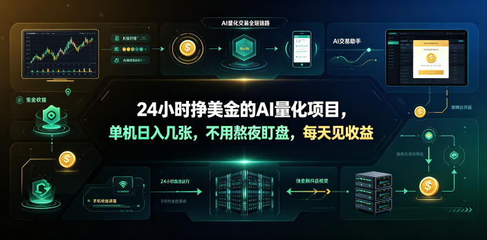 24小时挣美金的AI量化项目，单机日入几十美刀，不用熬夜盯盘，每天见收益【揭秘】-选优云网创