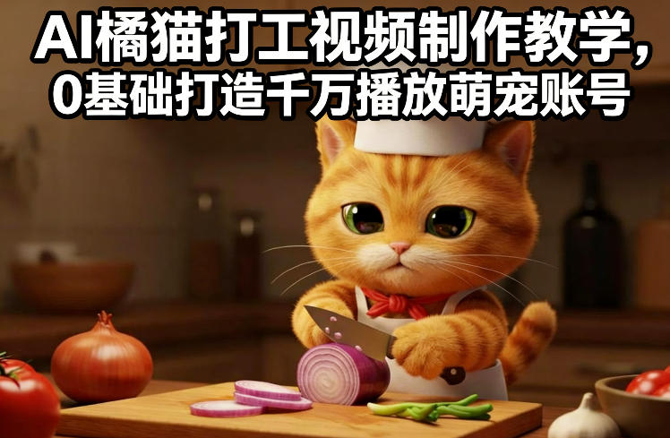 AI橘猫打工视频制作教学，流量狂飙，0基础打造千万播放萌宠账号-选优云网创