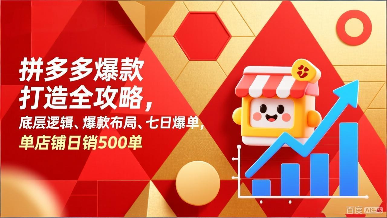 拼多多爆款打造全攻略，底层逻辑、爆款布局、七日爆单，单店铺日销500单-选优云网创