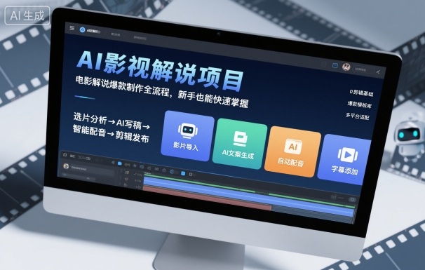 AI影视解说项目，电影解说爆款制作全流程，新手也能快速掌握-选优云网创