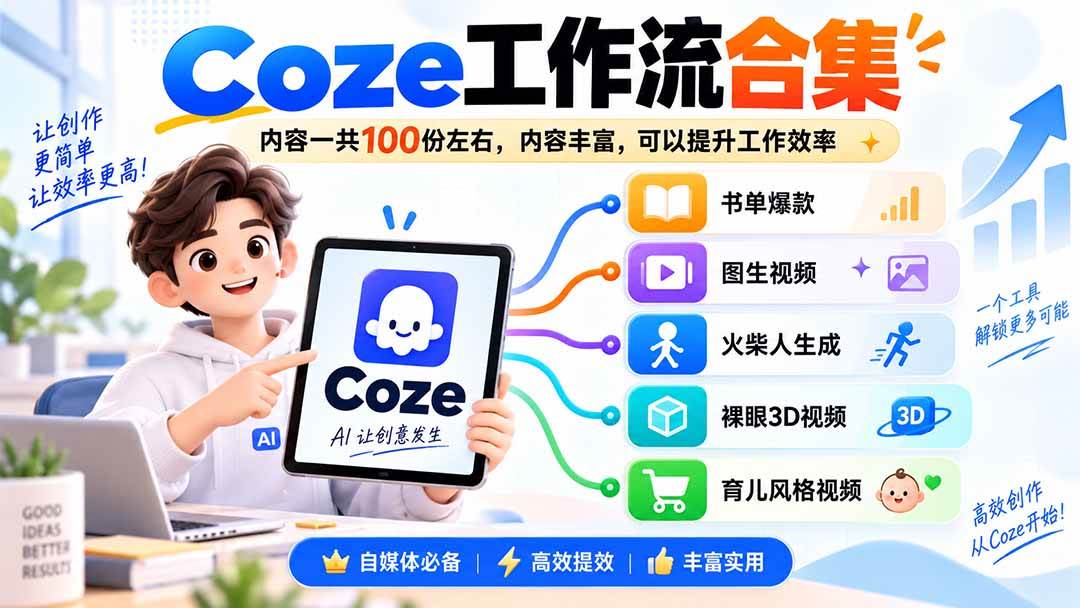 （20440期）Coze工作流合集，内容一共100份左右，内容丰富，可以提供工作效率-选优云网创