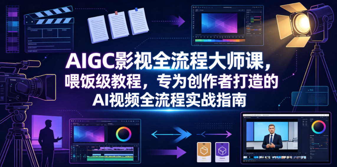 AIGC影视全流程大师课，喂饭级教程，专为创作者打造的AI视频全流程实战指南-选优云网创