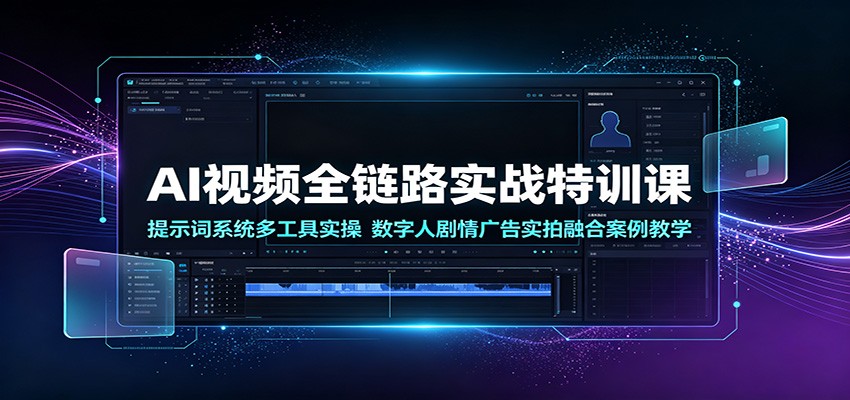 AI视频全链路实战特训课：提示词系统多工具实操，数字人剧情广告实拍融合案例教学-选优云网创