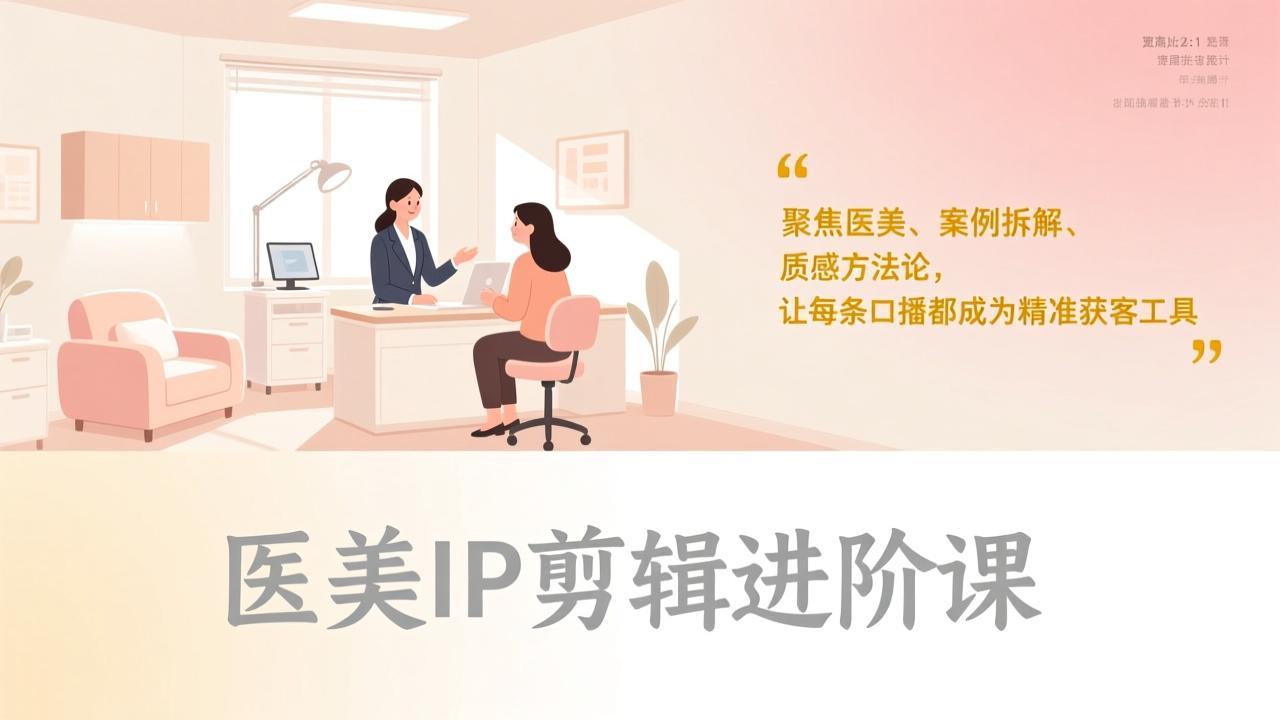 医美IP剪辑进阶课，聚焦医美、案例拆解、质感方法论，让每条口播都成为精准获客工具-选优云网创