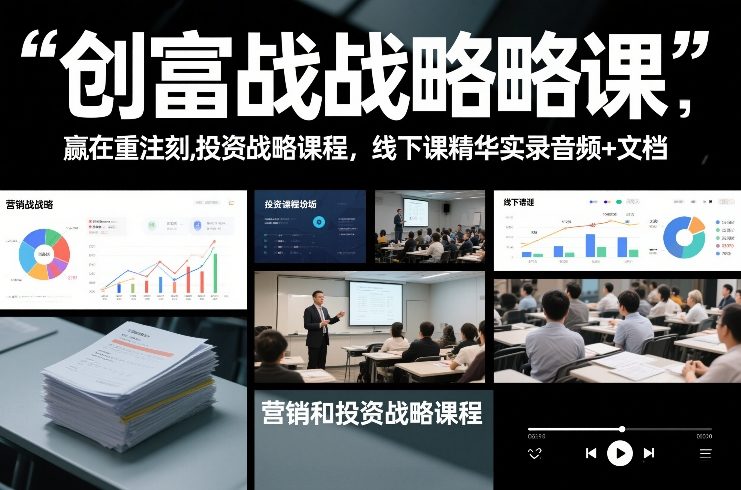 创富战略课，赢在重注时刻，营销和投资战略课程，线下课精华实录音频+文档-选优云网创