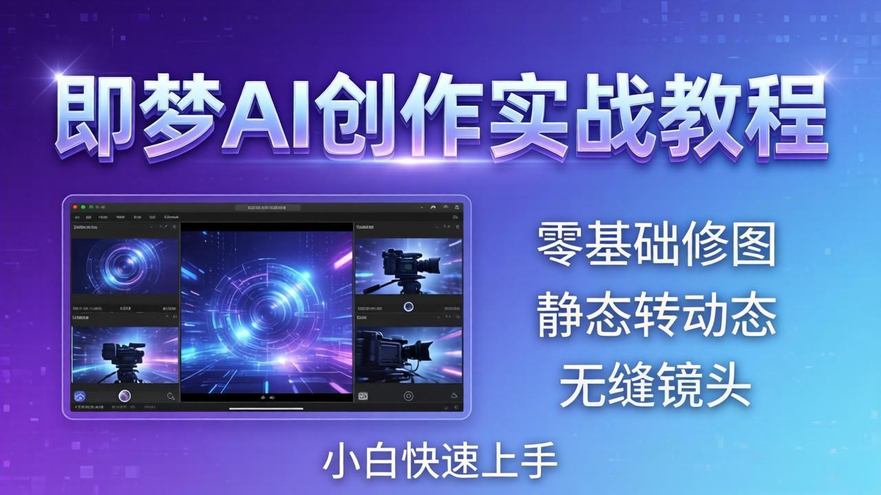 即梦AI创作实战教程，从零基础修图到AI导演，实战教学静态转动态+无缝镜头，小白快速上手-选优云网创