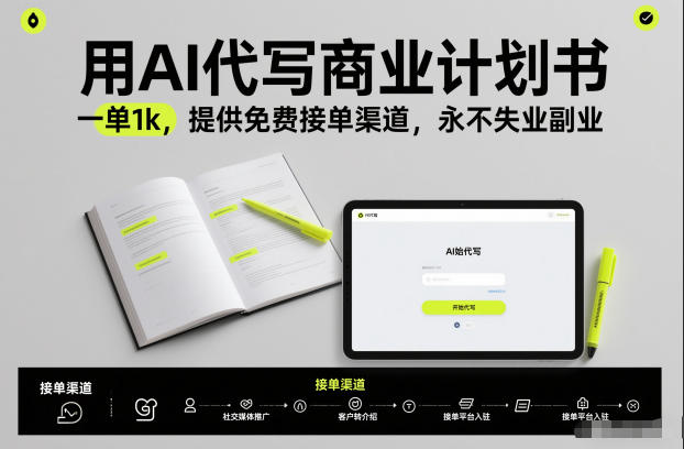 用AI代写商业计划书，一单1k，提供免费接单渠道，永不失业副业-选优云网创