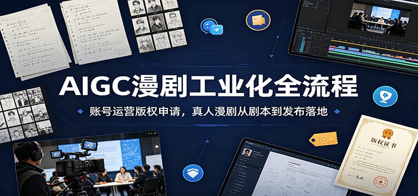 AIGC漫剧工业化全流程：账号运营版权申请，真人漫剧从剧本到发布落地-选优云网创