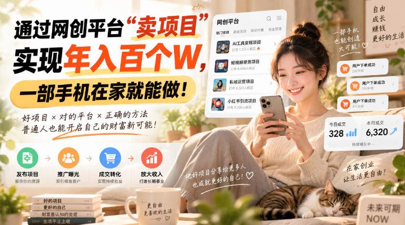 (20445期)通过网创平台“卖项目”实现年入百万,一部手机在家就能做!-选优云网创