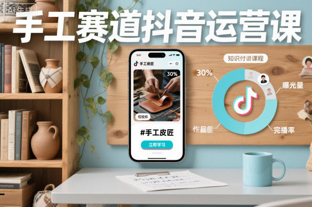 手工赛道抖音运营课，手工赛道流量运营-选优云网创