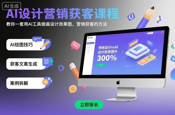 AI设计营销获客课程，教你一套用AI工具做画设计效果图，营销获客的方法-选优云网创