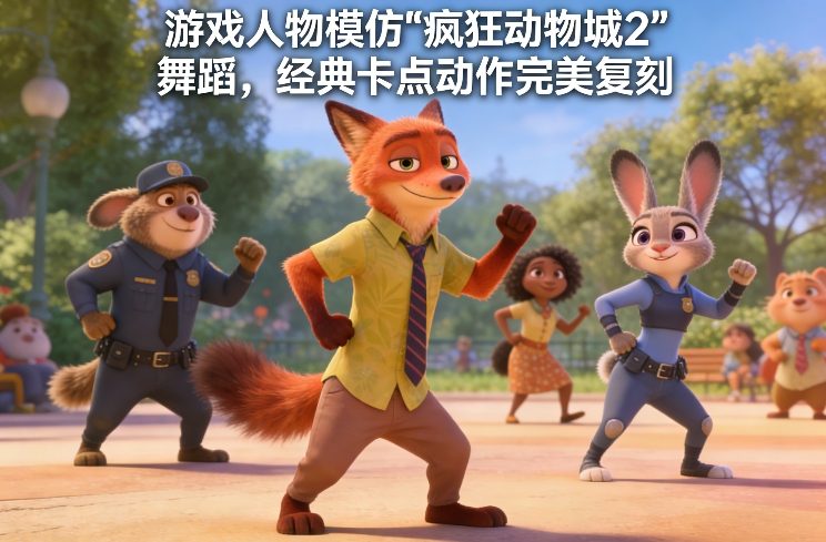 游戏人物模仿“疯狂动物城2”舞蹈，经典卡点动作完美复刻-选优云网创