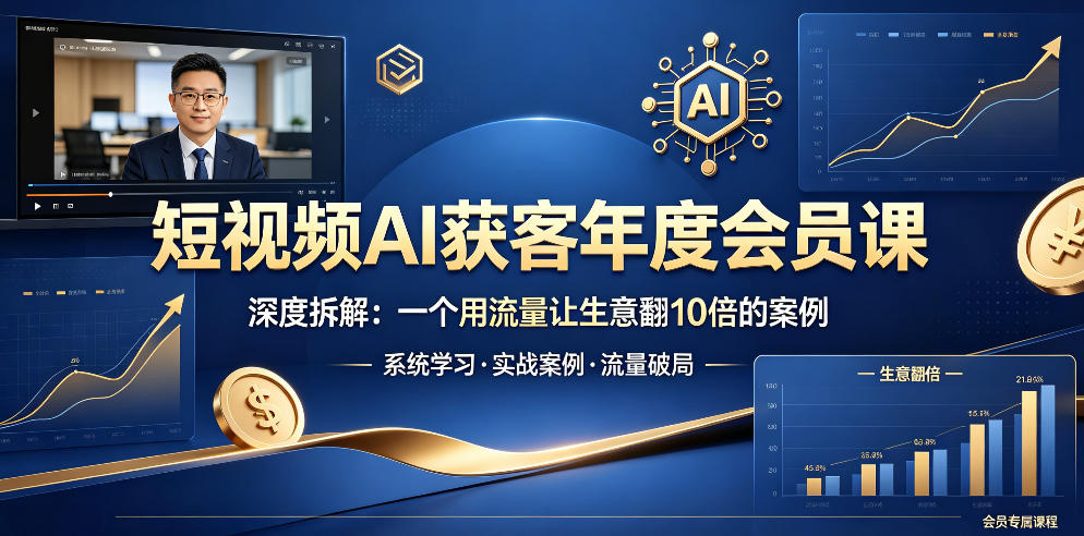短视频AI获客年度会员课，深度拆解，一个用流量让生意翻10倍的案例-选优云网创