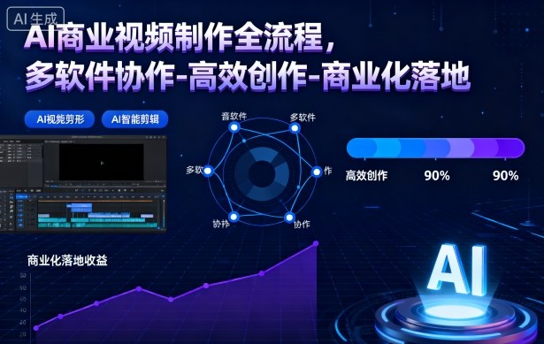 AI商业视频制作全流程，多软件协作-高效创作-商业化落地-选优云网创