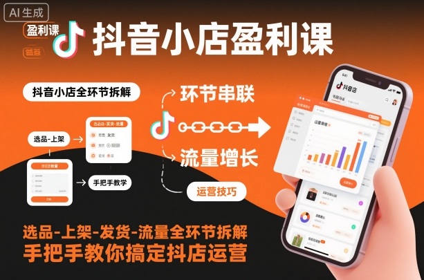 抖音小店盈利课-选品-上架-发货-流量全环节拆解，手把手教你搞定抖店运营-选优云网创