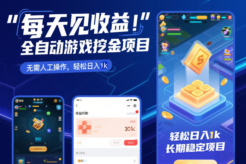 每天见收益，全自动游戏挖金项目，无需人工操作，轻松日入1k，长期稳定项目【揭秘】-选优云网创