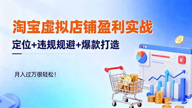 淘宝虚拟店铺盈利实战:定位+违规规避+爆款打造,月入过万很轻松!-选优云网创