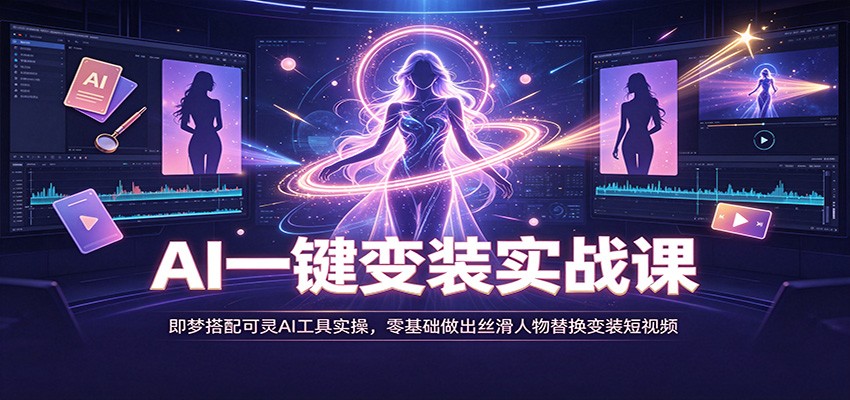 AI一键变装实战课:即梦搭配可灵AI工具实操,零基础做出丝滑人物替换变装短视频-选优云网创