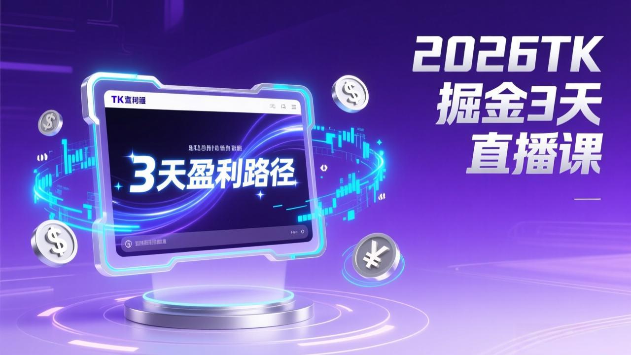 2026TK掘金直播课，起号涨粉+直播带货+商单变现+3天打通盈利路径，月入过万美金-选优云网创