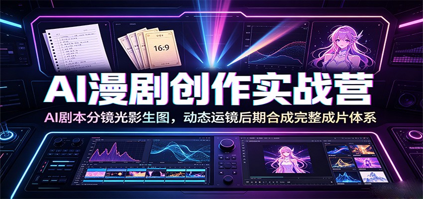 AI漫剧创作实战营：AI剧本分镜光影生图，动态运镜后期合成完整成片体系-选优云网创