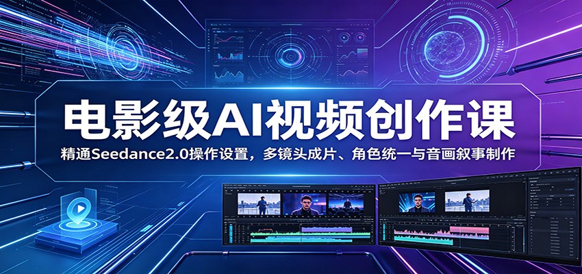 电影级AI视频创作课：精通Seedance2.0操作设置，多镜头成片、角色统一与音画叙事制作-选优云网创