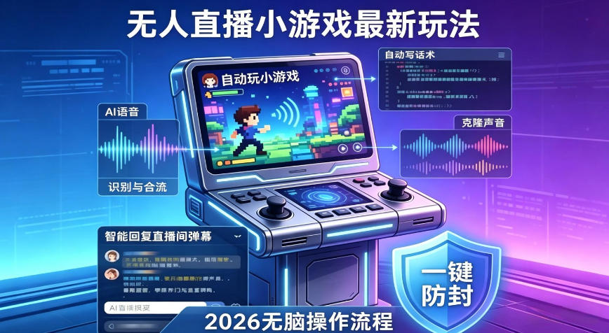 2026年AI无人直播小游戏全流程，不违规不封号，开启创业副业增收之路，小白月入1w+【揭秘】-选优云网创