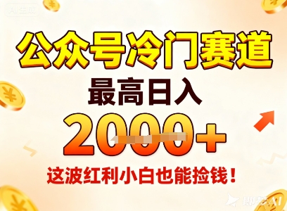 公众号冷门赛道，最高日入1k+，这波红利小白也能捡钱！-选优云网创