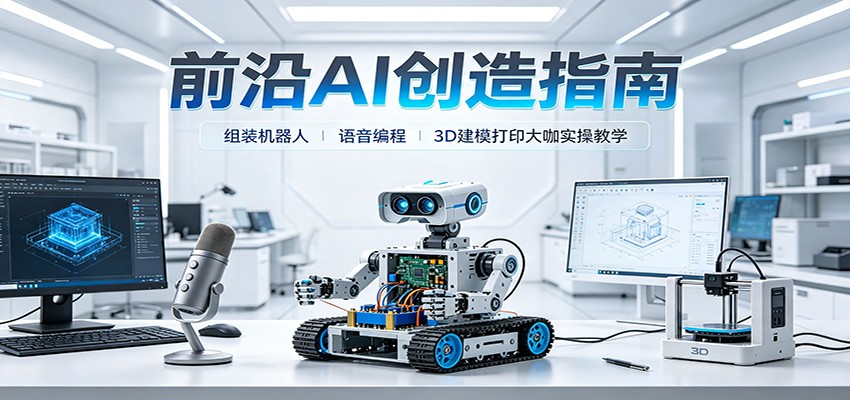 前沿AI创造指南:组装机器人、语音编程、3D建模打印大咖实操教学-选优云网创