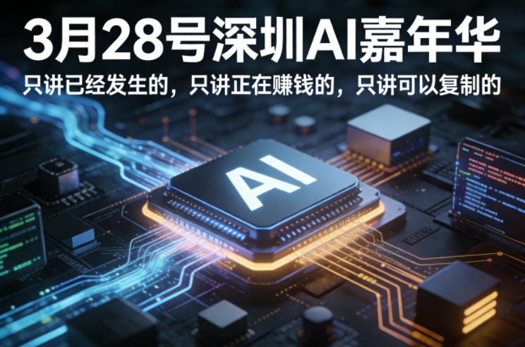 3月28号深圳AI嘉年华，只讲已经发生的，只讲正在賺钱的，只讲可以复制的-选优云网创
