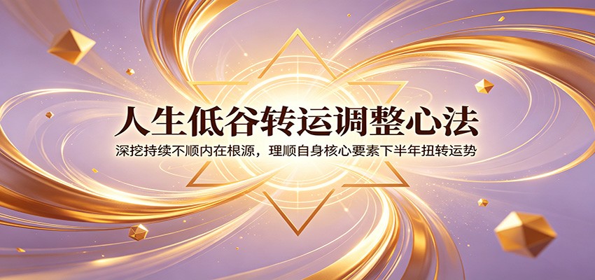 人生低谷转运调整心法：深挖持续不顺内在根源，理顺自身核心要素下半年扭转运势-选优云网创