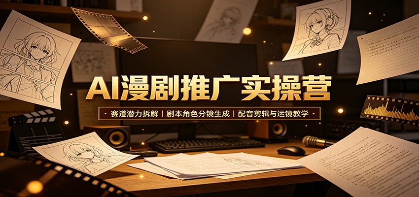 AI漫剧推广实操营:赛道潜力拆解,剧本角色分镜生成,配音剪辑与运镜教学-选优云网创