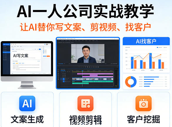 AI一人公司实战教学,让AI替你写文案、剪视频、找客户-选优云网创