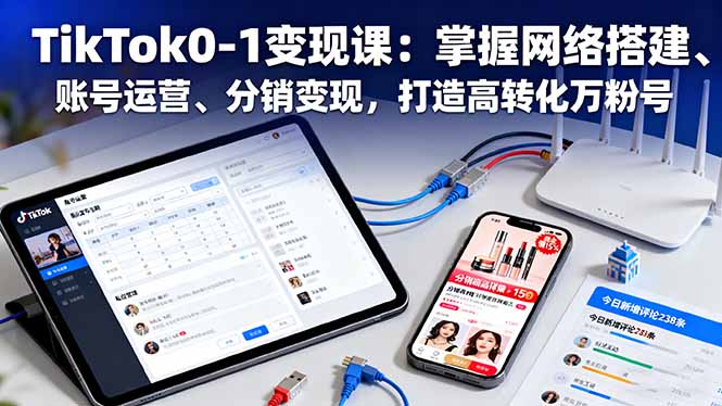 TikTok0-1变现课：掌握网络搭建、账号运营、分销变现，打造高转化万粉号-选优云网创