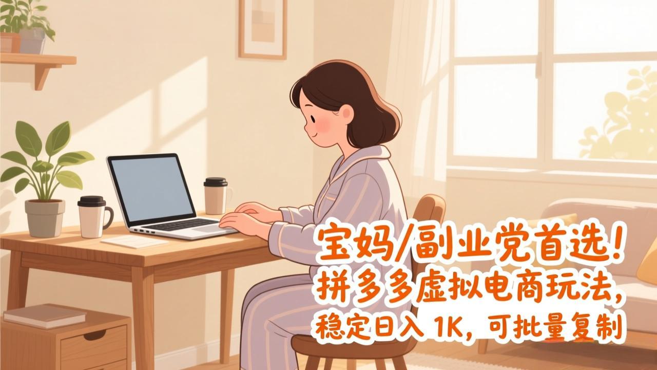 宝妈 / 副业党首选！拼多多虚拟电商玩法，稳定日入 1K，可批量复制-选优云网创