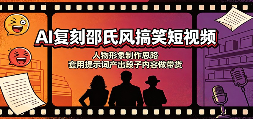 AI复刻邵氏风搞笑短视频:人物形象制作思路,套用提示词产出段子内容做带货-选优云网创