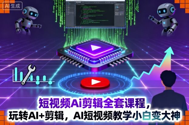 短视频Ai剪辑全套课程，玩转AI+剪辑，AI短视频教学小白变大神-选优云网创