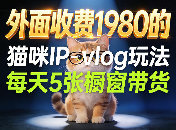宠物赛道猫咪IP-vlog玩法,26条视频涨粉29W,每天5张橱窗带货拆解-选优云网创