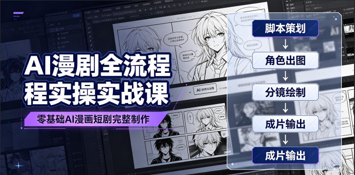 AI漫剧全流程实操实战课｜零基础AI漫画短剧完整制作、脚本出图成片全链路落地教程-选优云网创